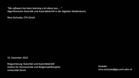 Thumbnail for «My software has been learning a lot about you ... ». Algorithmische Autorität und Autoritätskritik in der digitalen Medienkunst