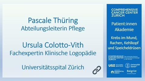 Thumbnail for Pascale Thüring / Ursula Colotto-Vith: Jede Patient / Jede Patientin ist anders: Spezialisierte Pflege und Logopädische Therapie