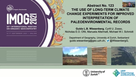 Thumbnail for International Meeting on Organic Geochemistry 2021, Long-term climate change experiments for paleoenvironmental reconstructions
