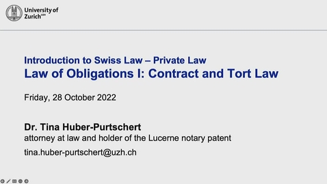 Thumbnail for Introduction to Swiss Law – Private Law 28.10.22