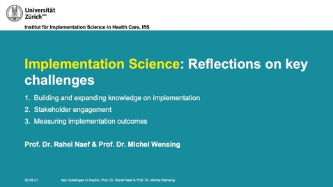 Thumbnail for Implementation Science: Reflections on key challenges