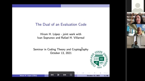 Thumbnail for eSeminar: The dual of an evaluation code