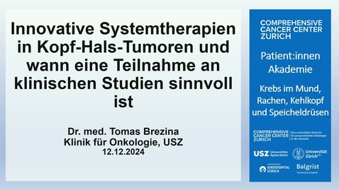 Thumbnail for Thomas Brezina: Innovative Systemtherapie und wann eine Teilnahme an klinischen Studien sinnvoll ist