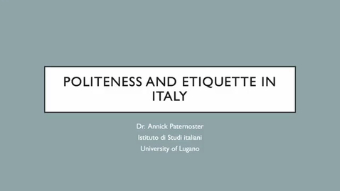Thumbnail for Politeness and etiquette in 19th-century Italy
