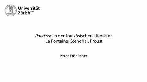 Thumbnail for «Politesse» in der französischen Literatur – La Fontaine, Stendhal, Proust