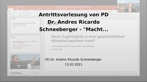 Thumbnail for Antrittsvorlesung von PD Dr. Andres Ricardo Schneeberger - &quot;Macht Zugehörigkeit zu einer gesellschaftlichen Minderheit psychisch krank?&quot;