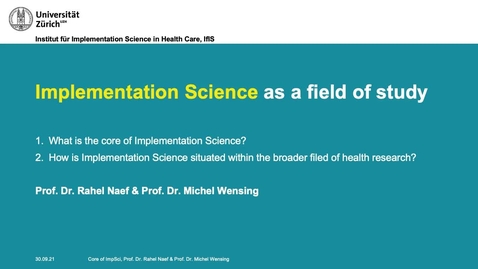Thumbnail for Implementation Science as a field of study