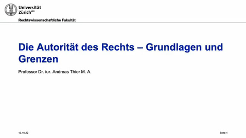 Thumbnail for Die Autorität des Rechts – Grundlagen und Grenzen
