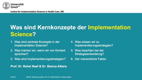 Thumbnail for Was sind Kernkonzepte der Implementation Science?