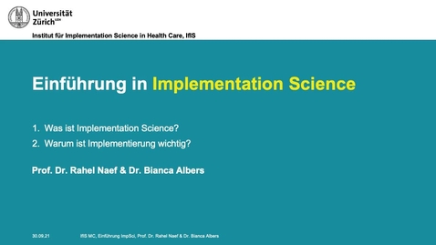 Thumbnail for Einführung in Implementation Science