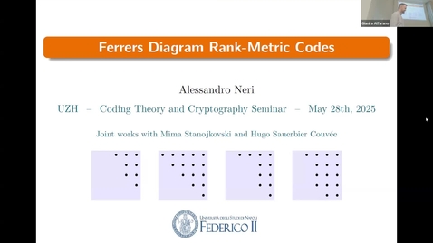Thumbnail for Alessandro Neri: Ferrers Diagram Rank-Metric Codes