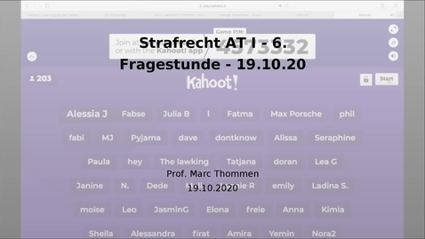 Thumbnail for Strafrecht AT I - 6. Fragestunde - 19.10.20