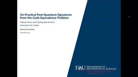 Thumbnail for Edoardo Persichetti: On Practical Post-Quantum Signatures from the Code Equivalence Problem