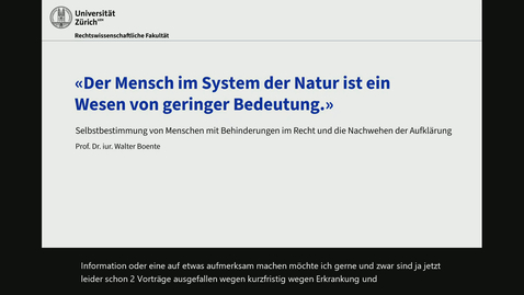 Thumbnail for «Der Mensch im System der Natur ist ein Wesen von geringer Bedeutung.» Selbstbestimmung von Menschen mit Behinderungen im Recht und die Nachwehen der Aufklärung