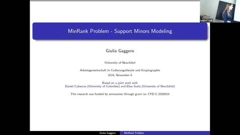 Thumbnail for Giulia Gaggero: MinRank Problem - Support Minors Modeling