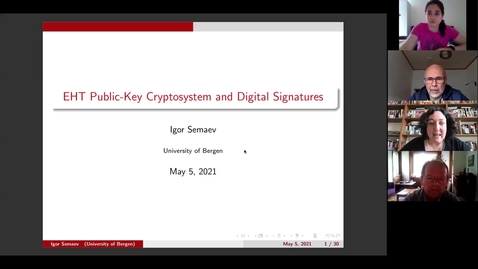 Thumbnail for eSeminar: EHT public-key crypto-system and digital signatures