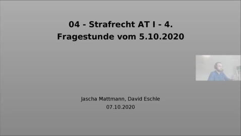 Thumbnail for 04 - Strafrecht AT I - 4. Fragestunde vom 5.10.2020