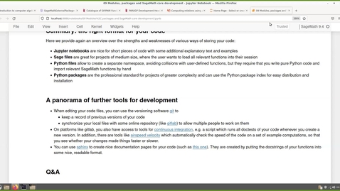 Thumbnail for Lecture 09.2: Modules, packages and SageMath core development