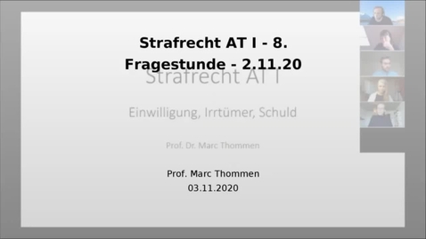 Thumbnail for Strafrecht AT I - 8. Fragestunde - 2.11.20