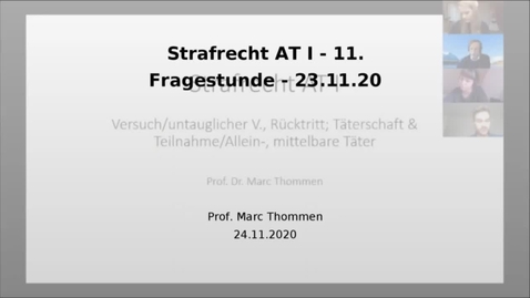 Thumbnail for Strafrecht AT I - 11. Fragestunde - 23.11.20