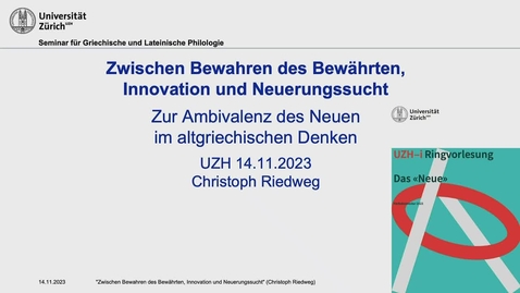Thumbnail for Zwischen Bewahren des Bewährten, Innovation und Neuerungssucht. Zur Ambivalenz des Neuen im altgriechischen Denken