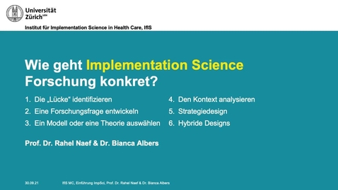 Thumbnail for Wie geht Implementation Science Forschung konkret?