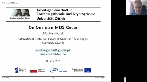 Thumbnail for Markus Grassl - On Quantum MDS Codes