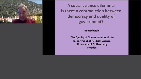 Thumbnail for Prof. Bo Rothstein: Is there a contradiction between democracy and quality of government? - Inaugural Annual Lecture HS21