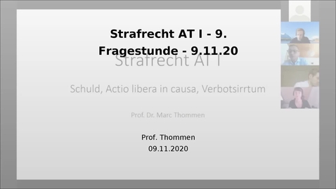Thumbnail for Strafrecht AT I - 9. Fragestunde - 9.11.20