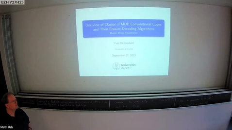 Thumbnail for Yves Krähenbühl: Overview of Classes of MDP Convolutional Codes and Their Erasure Decoding Algorithms