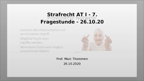 Thumbnail for Strafrecht AT I - 7. Fragestunde - 26.10.20