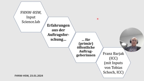 Thumbnail for Erfahrungen aus der Auftragsforschung für (primär) öffentliche Auftraggeberinnen von Franz Barjak