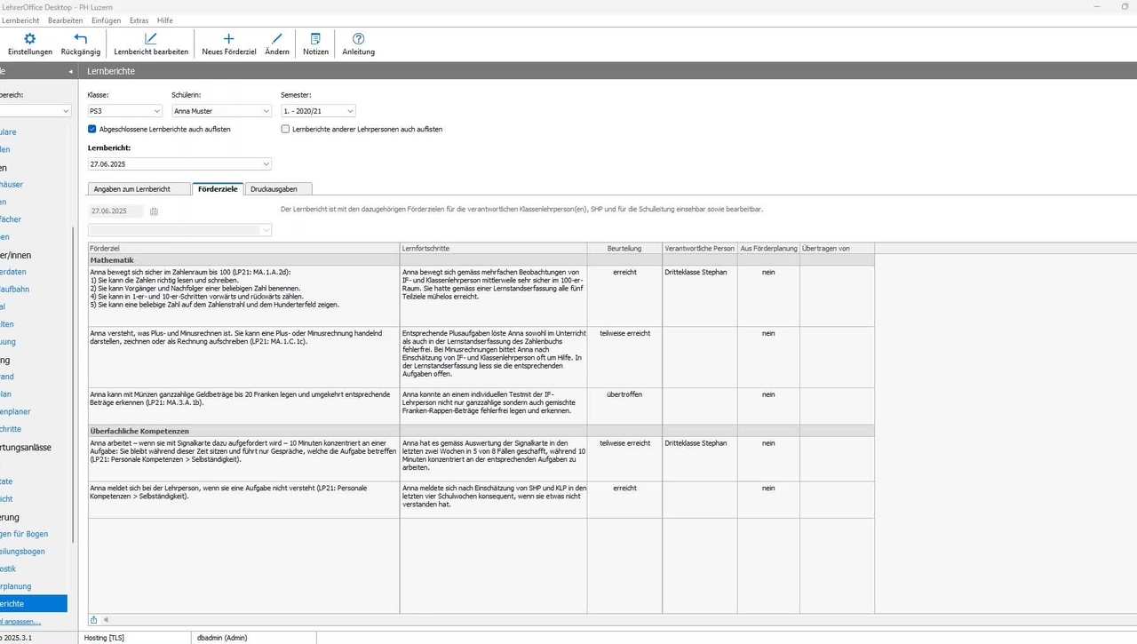 Schritt 2: Lernbericht finalisieren und drucken
