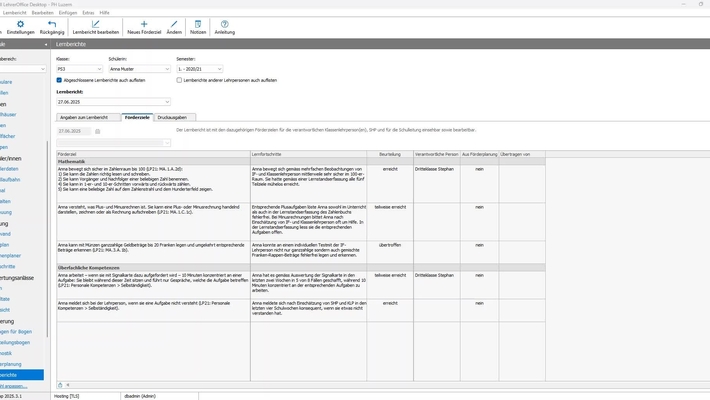 Schritt 2: Lernbericht finalisieren und drucken