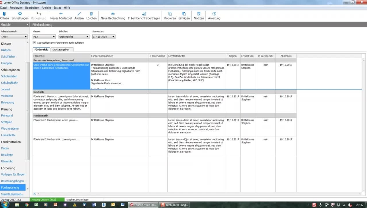 Schritt 1: Aus der Förderplanung einen Lernbericht erstellen