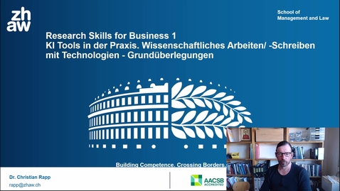 Thumbnail for KI Tools in der Praxis. Wissenschaftliches Arbeiten/ -Schreiben mit Technologien - Grundüberlegungen