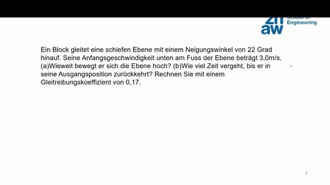 Thumbnail for 4.3.3. Anwendung des 2. Newtonschen Axioms: Schiefe Ebene