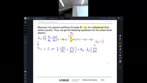 Thumbnail for MSE Multiphysics lecture on Fluidmechanics, 06.05.2025, video 2