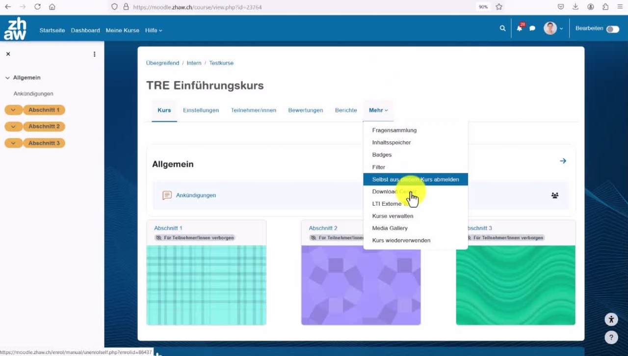 MBZ-File in einem Moodlekurs wiederherstellen (ohne Ton)