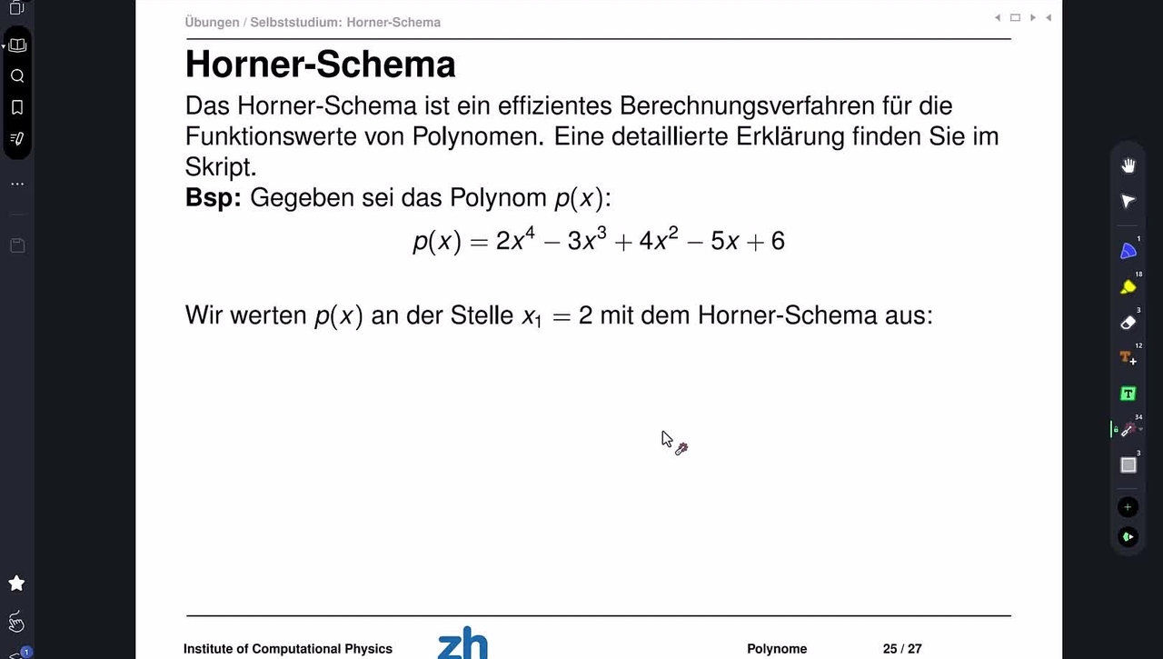 Horner Schema, Analysis 1