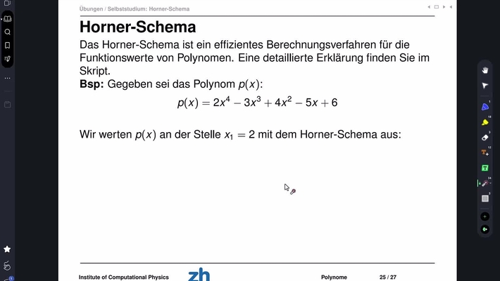 Horner Schema, Analysis 1