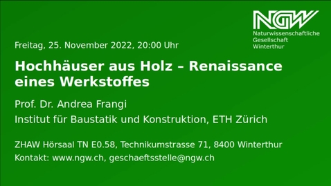 Thumbnail for Andrea Frangi: Hochhäuser aus Holz – Renaissance eines Werkstoffes