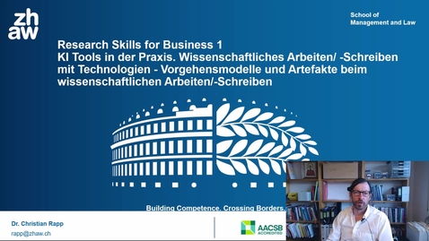 Thumbnail for KI Tools in der Praxis. Wissenschaftliches Arbeiten/ -Schreiben mit Technologien - Vorgehensmodelle und Artefakte beim wissenschaftlichen Arbeiten/-Schreiben