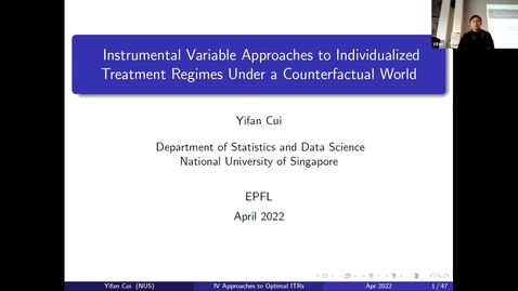 Thumbnail for Yifan Cui: Instrumental Variable Approaches To Individualized Treatment Regimes Under A Counterfactual World, 29 April 2022