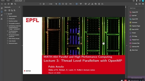 Thumbnail for MATH-454: Spring 2025 - Lecture 3 - Thread Level Parallelism with OpenMP