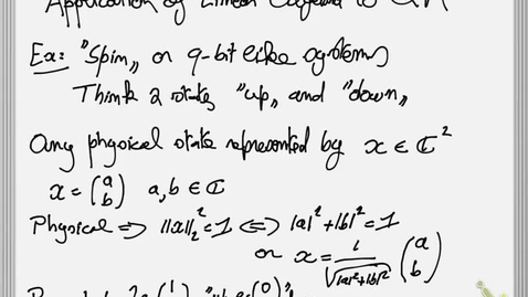 Thumbnail for Application of linear algebra to quantum mechanics
