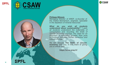 Thumbnail for  CSAW: Fireside chat: The limits of circular economy with Philippe Bihouix 