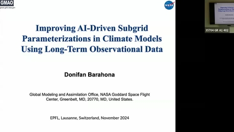 Thumbnail for Environmental Engineering/CleanCloud Special Seminar - Donifan Barahona (21.11.2024)