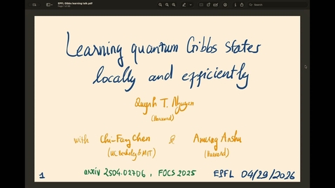 Thumbnail for Learning quantum Gibbs states locally and efficiently - Quynh Nguyen