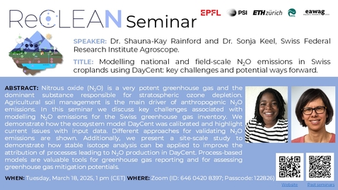 Thumbnail for Modelling national and field-scale N2O emissions in Swiss croplands using DayCent: key challenges and potential ways forward.